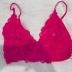 NWT Free People Intimates Hot Pink Bralette “pink peacock” Size Medium